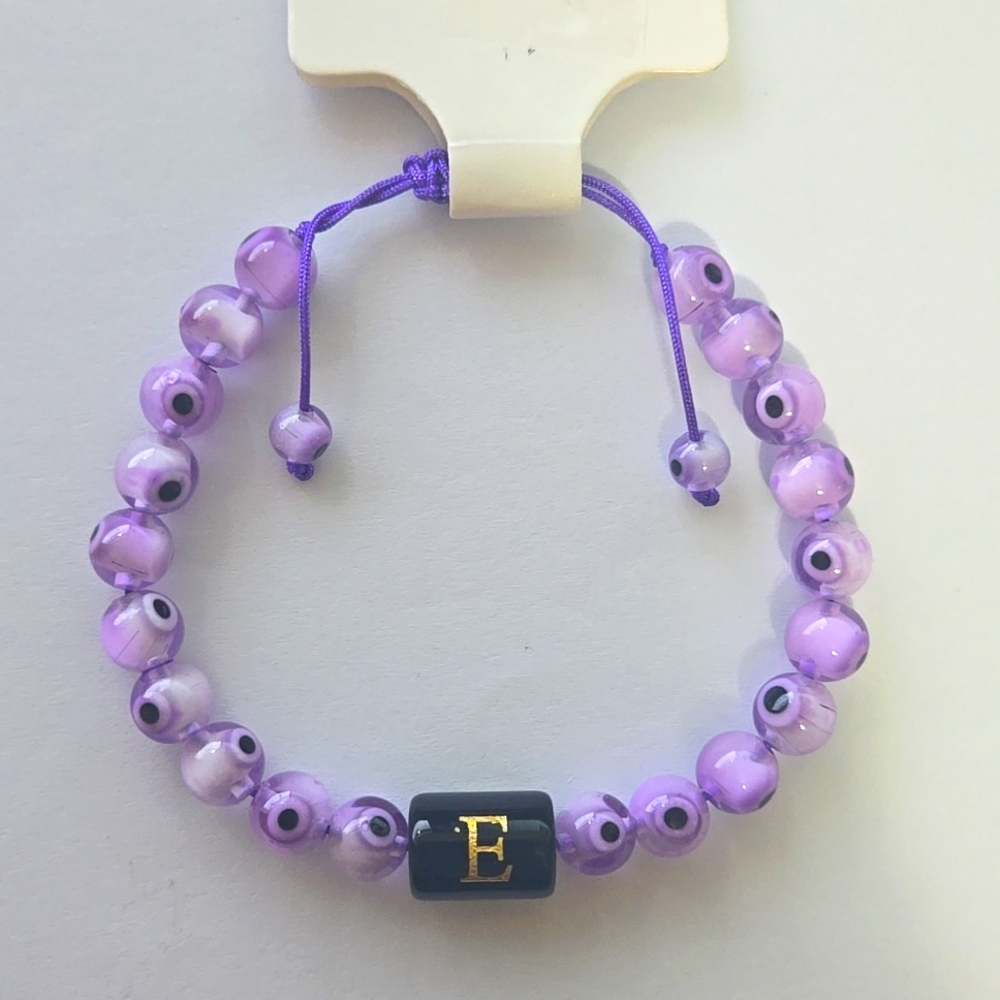 Evil Eye Gem Stone Bracelet Letter E